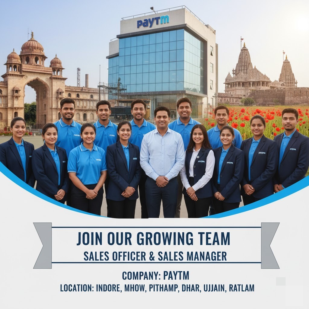 Urgent Hiring: Sales Officer and Sales Manager in Indore & Nearby Locations | Join Paytm On-Roll Job Today
